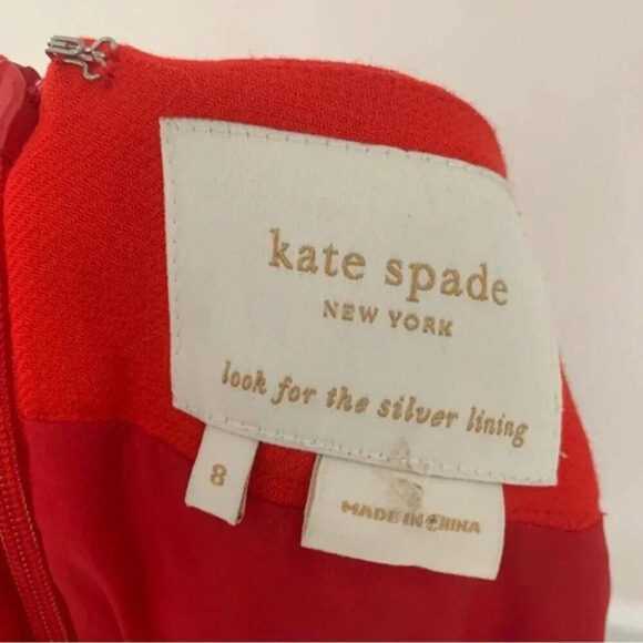 Kate Spade Raya Dress Red Midi Wool Cap Sleeve 8 - Picture 6 of 14